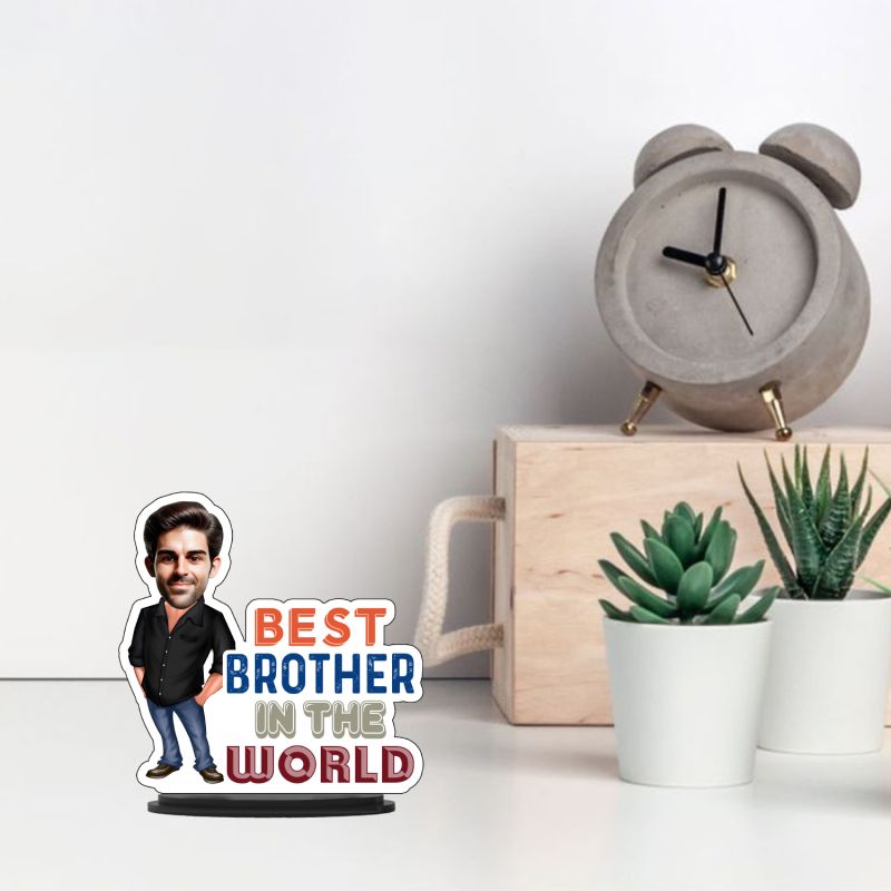 Personalized Caricature Photo Frame Best Gift For Birthday Gift for Brother, Sister Character Caricature Photo Frame Unique Design Gift for Raksha Bandhan (Best Brother In The World)